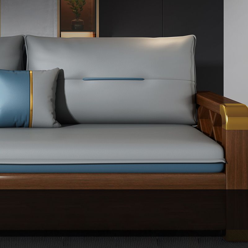 Glam Oak Sleeper Sofa Bonded Leather Pillow Back Convertible Sofas