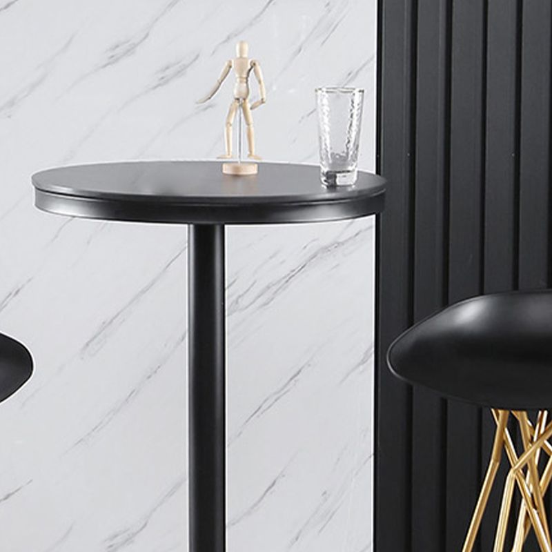 Round Stone Bar Dining Table Glam Pedestal Bar Table for Living Room