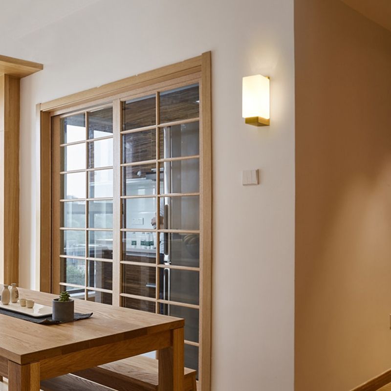 Luz de pared de color de registro de vidrio en la lámpara de pared rectangular de madera de estilo conciso moderno para espacios interiores
