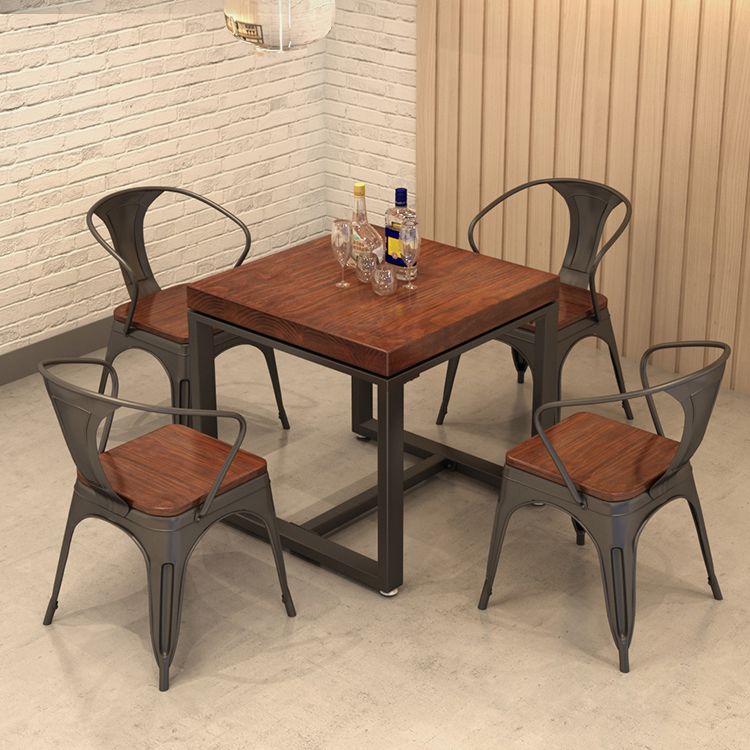 Mesa de comedor de madera maciza de estilo industrial, mesa de comedor con base de caballete para comedor