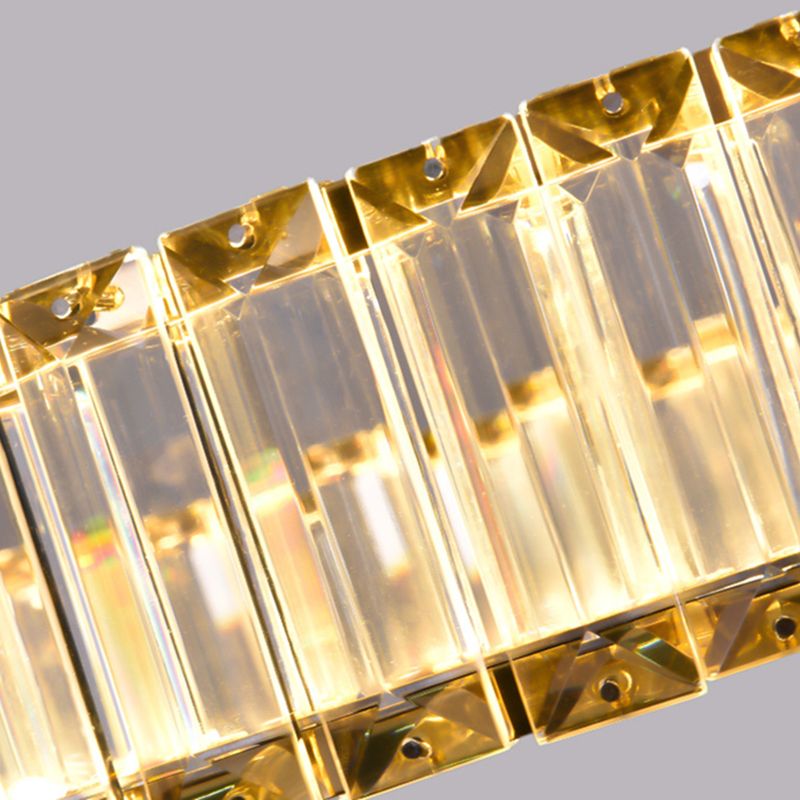 Contemporary Linear LED Ceiling Lamp Fixtures Crystal Island Pendant for Dinning Room