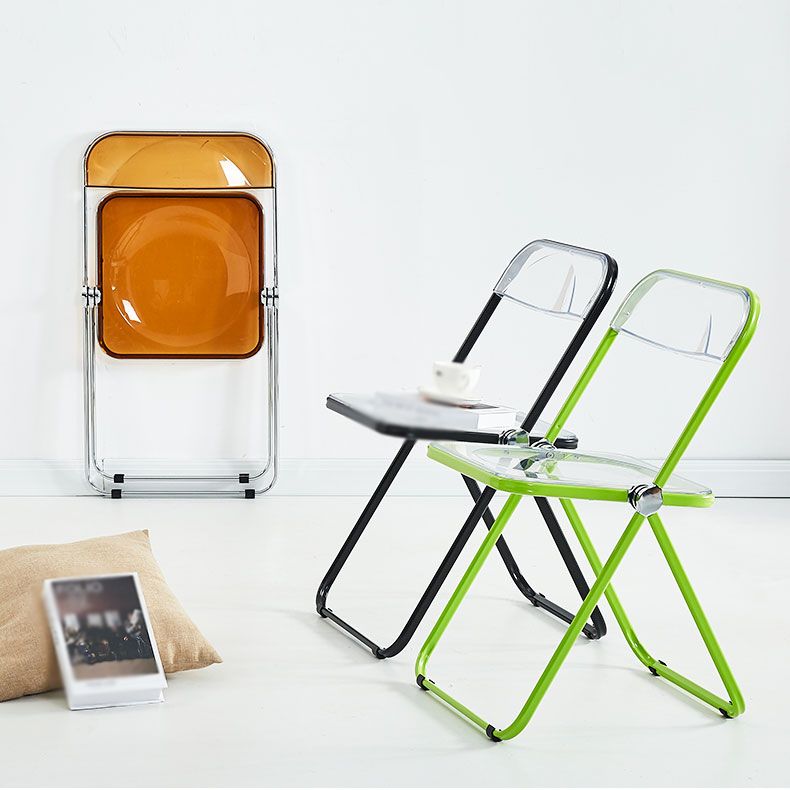 Chaise latérale de maison contemporaine en métal pliante, chaise latérale de salle à manger à dossier ouvert