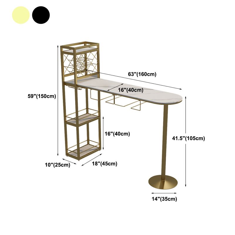 Modern 1/3 Pieces Bar Table Set Stone Counter Table with Stools for Kitchen