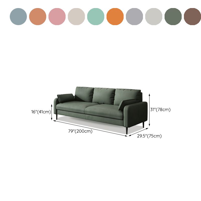 Scandinavian Faux Leather Sofa with Pillow Top Arms for 3 People