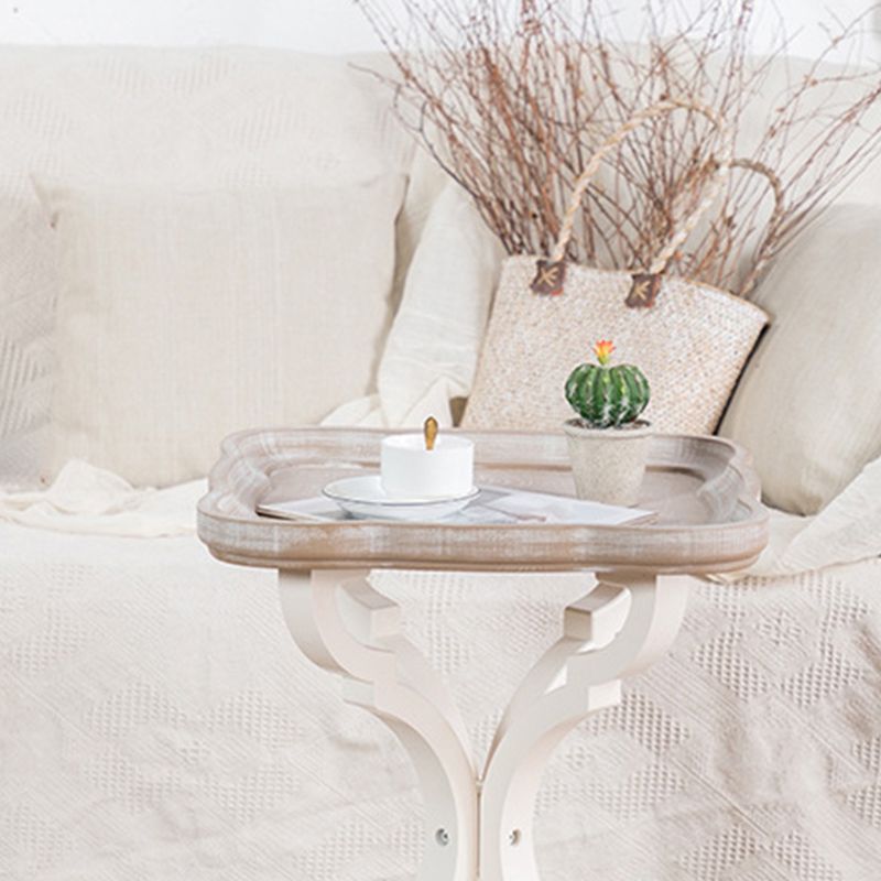 French Country Style Side Table Distressed Wood Side Table in White