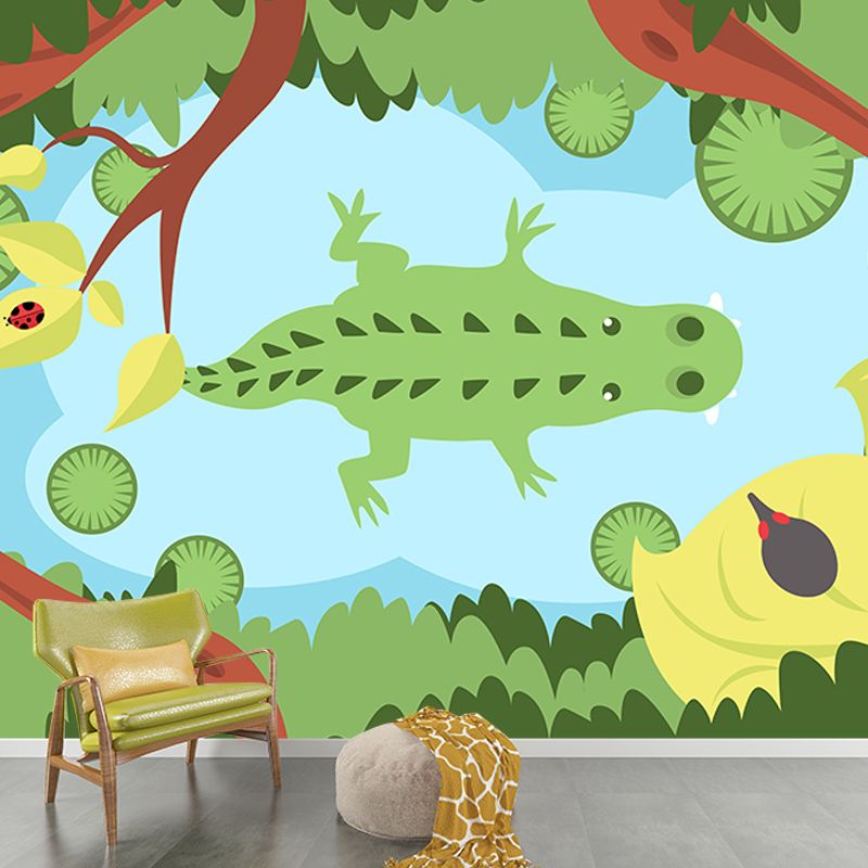 Illustration Cartoon Animals Stain Resistant Mural Wallpaper Living Room Wall Mural