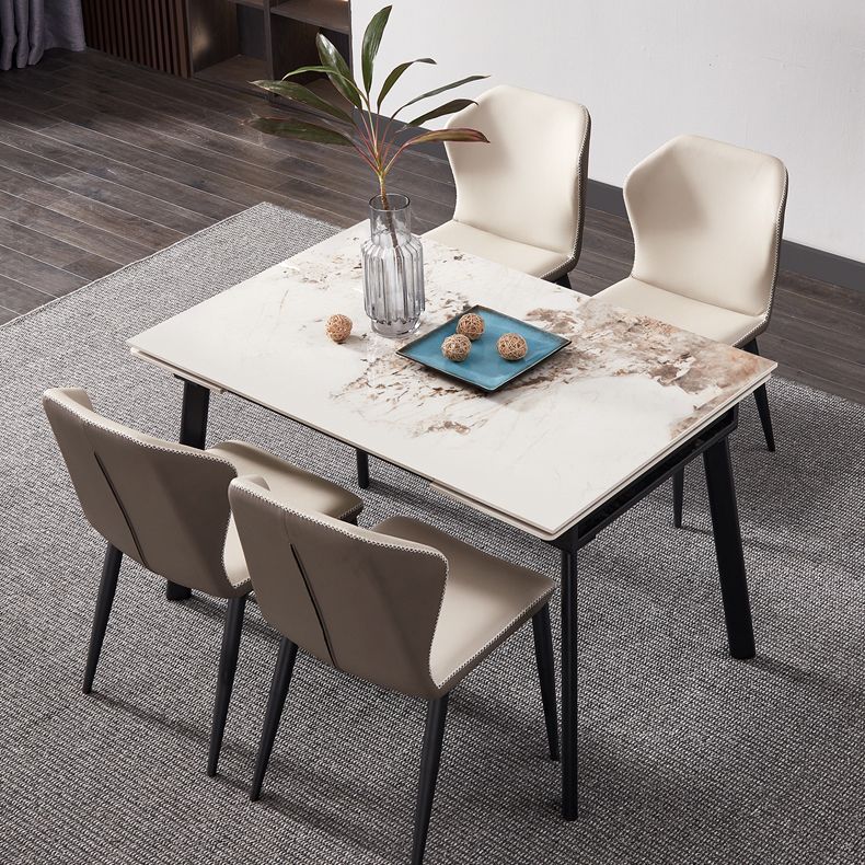 4-foot Stone Dining Site Table Modern Style Drop-Leaf Dining Table for Dining Room