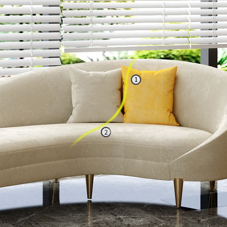 Contemporary 33.46" H Creamy- White Microfiber Curved Slope Arm Sofa