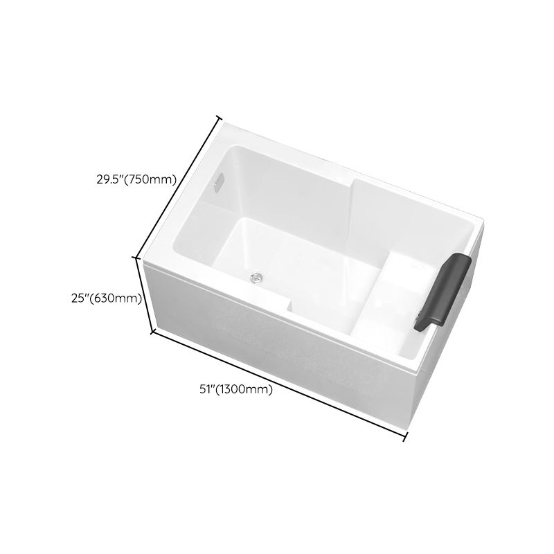 Modern Acrylic Rectangular Tub Soaking 24.8-inch Tall Bath Tub in White
