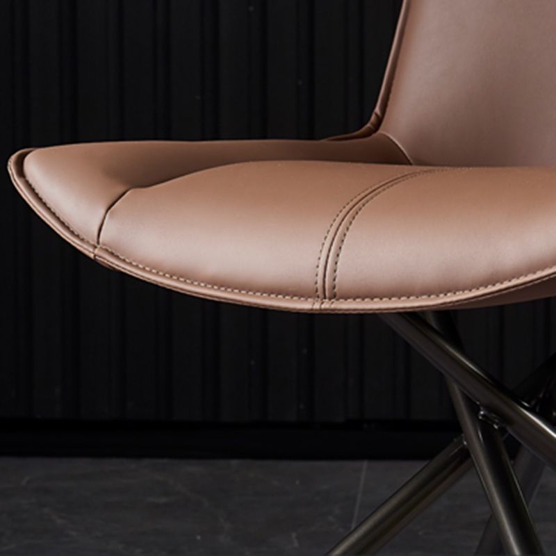 Chaise de salle à manger à dossier solide en cuir moderne (Ensemble de 2)