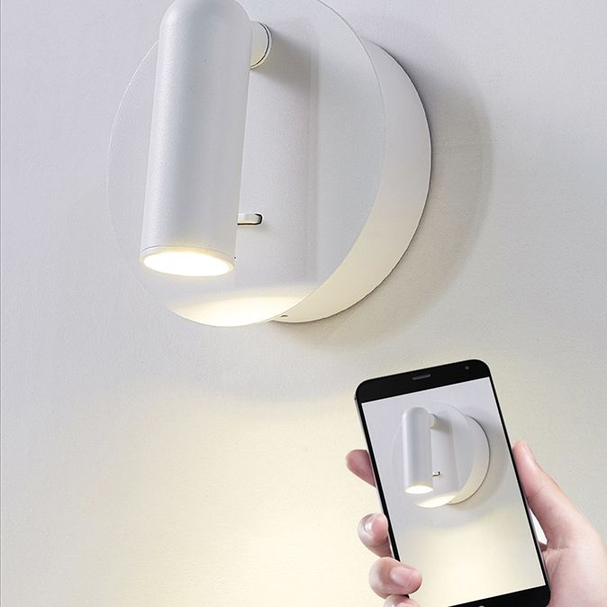 White Circular LED Wall Light in Modern Concise Style Aluminium Reading Wall Sconce for Bedroom