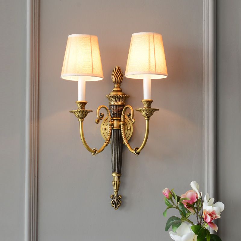 Metal Cone Shape Wall Sconce Modern Style 2 Lights Wall Light Sconce