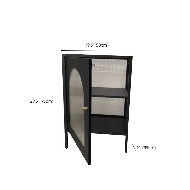 Contemporary  Glass Doors Display Stand Metal Curio Cabinet with Door
