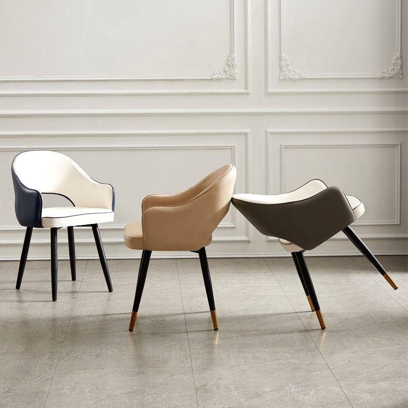 Chaises de salle à manger en métal de Style nordique, chaise latérale à bras arrière ouvert pour la cuisine