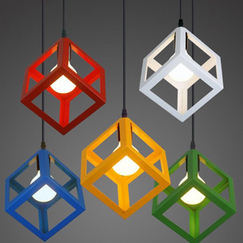 Metal Geometric Pendant Lighting Loft Style 1-Light Restaurant Hanging Lamp