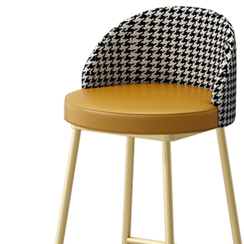 Scandinavian Iron Counter Stools Upholstered Low Back Bar Stools with Round Seat