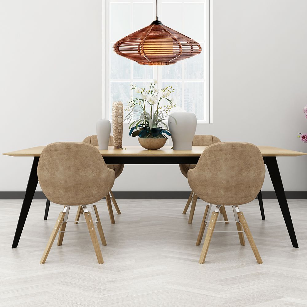 Hand-Woven Rattan Discus Hanging Light Asian Style 1 Head Pendant Lamp in Brown for Restaurant Dining Room