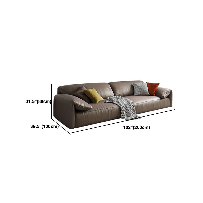 Contemporary Faux Leather Sofa Pillow Top Arm Sofa with 4 Pillows