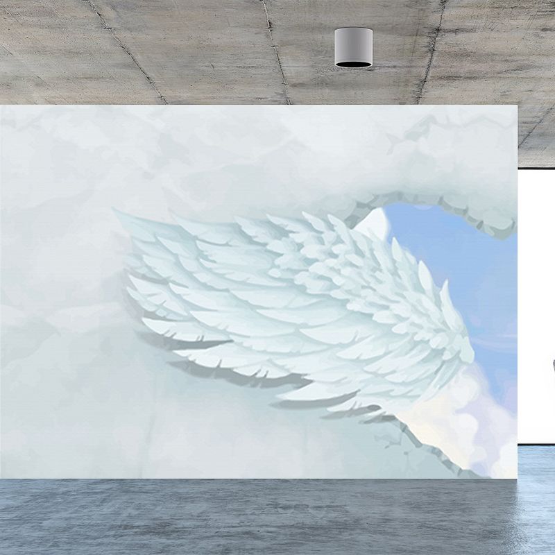 Spreading Wing Mural Decal Soft Color Contemporary Wall Covering for Living Room