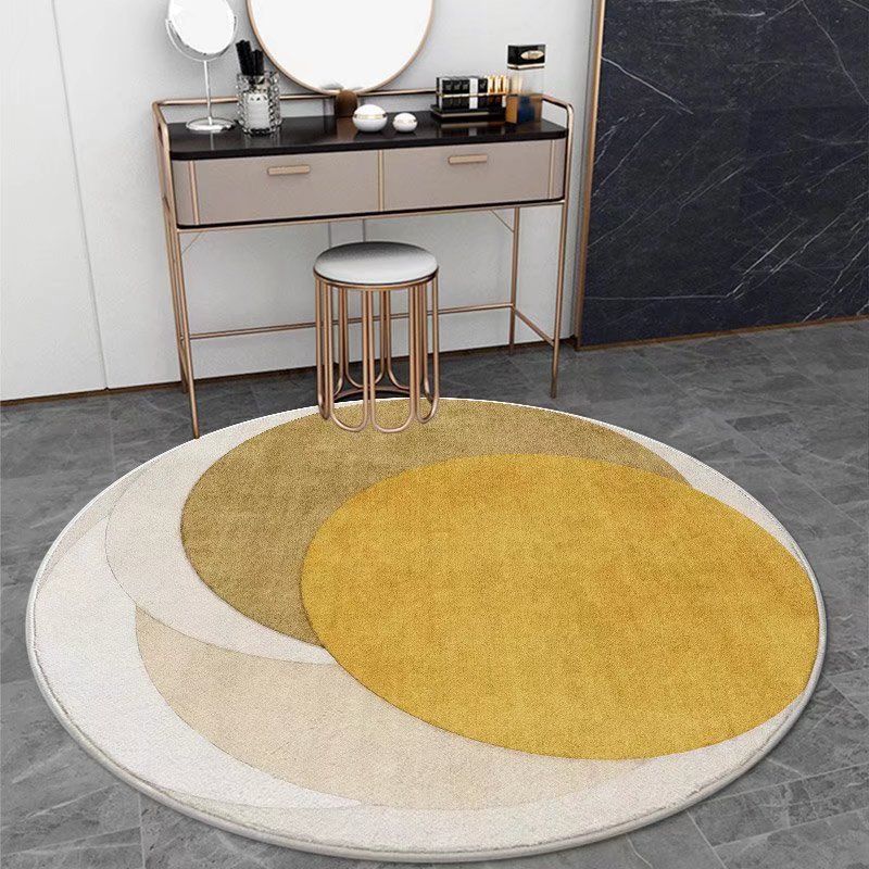 Bold Area Carpet Round Abstract Print Carpet Polyester Rug with Non-Slip Backing