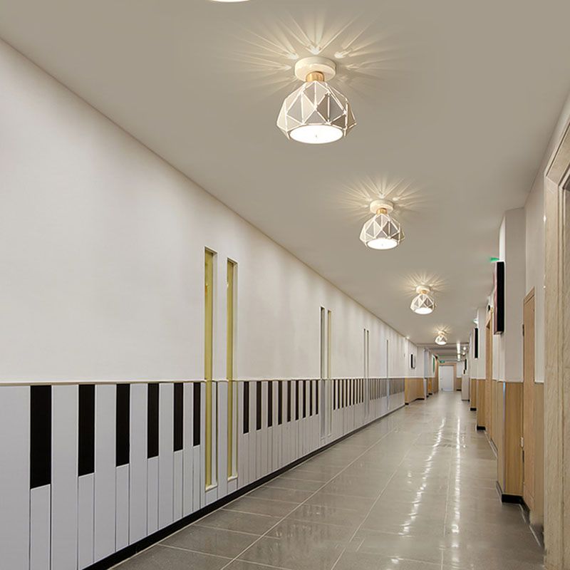 Modern Creative Iron Flush Mount Geometric 1-Light Ceiling Light for Bedroom