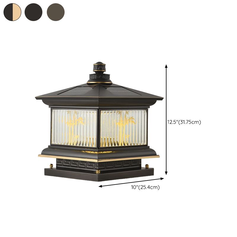 Metal Rectangle Shape Outdoor Lamp Modern Style 1-Light Solar Pillar Light