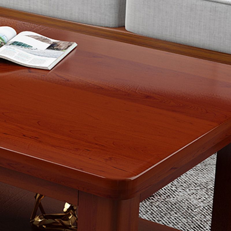 Modern 4 Legs Rectangle Cocktail Table Solid Wood Coffee Table