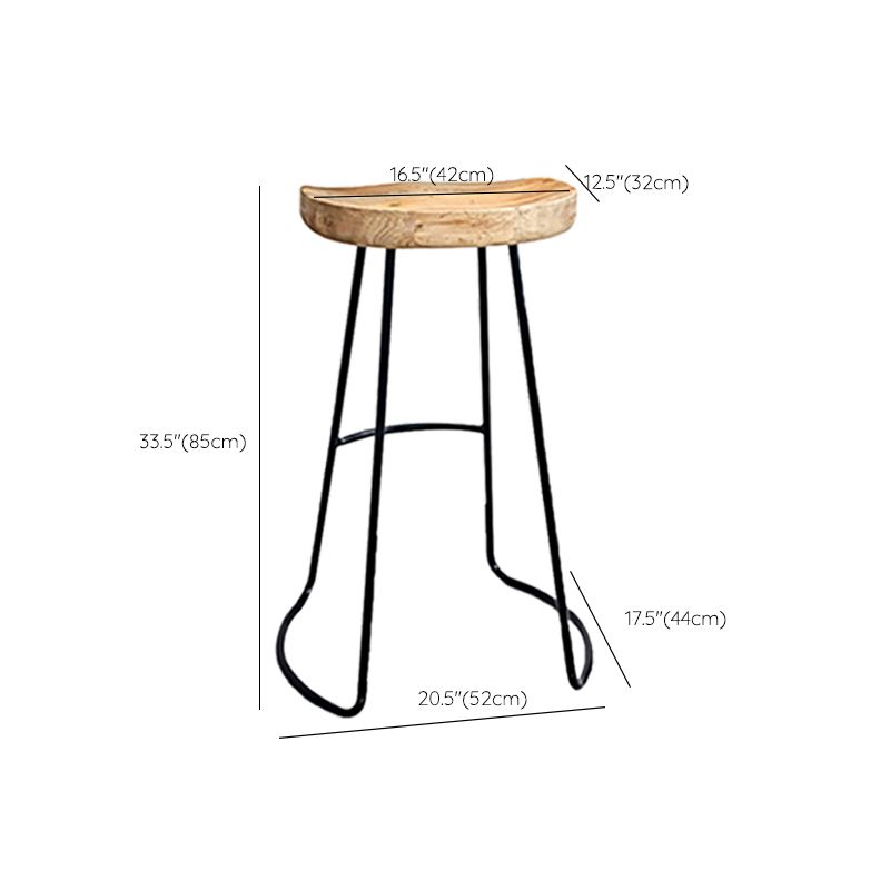 Modern Armless Backless Counter Stool Iron Bar Stool with Pedal