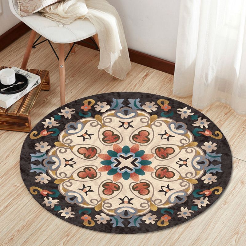Eclectic Tribal Patterned Rug Multi Colored Polypropylene Rug Stain Resistant Machine Washable Non-Slip Backing Carpet for Living Room