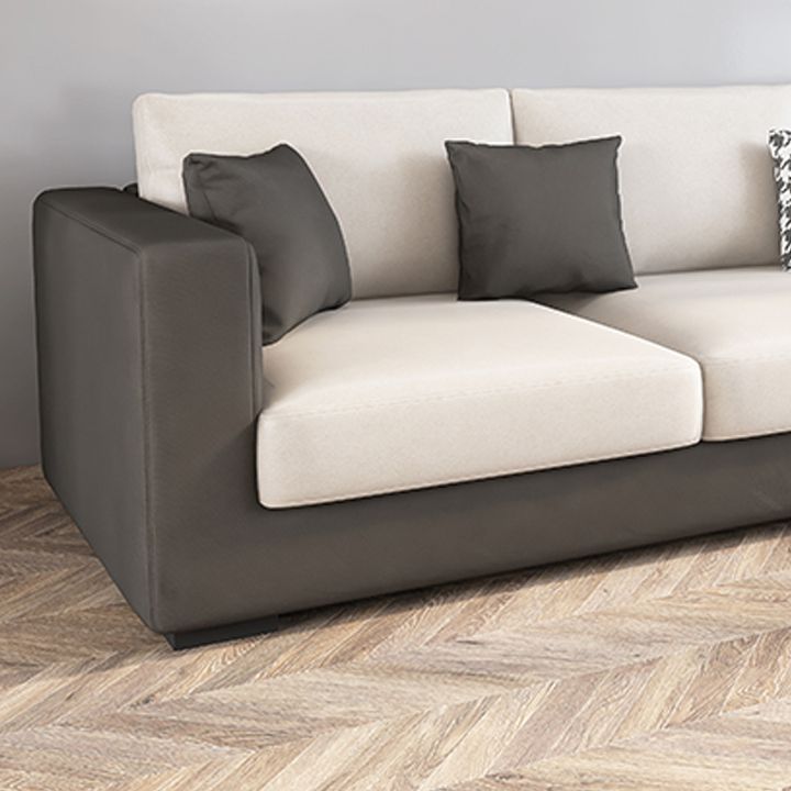 Modern 33.46" H Faux Leather 3-Seater Square Arm Sofa for Living Room