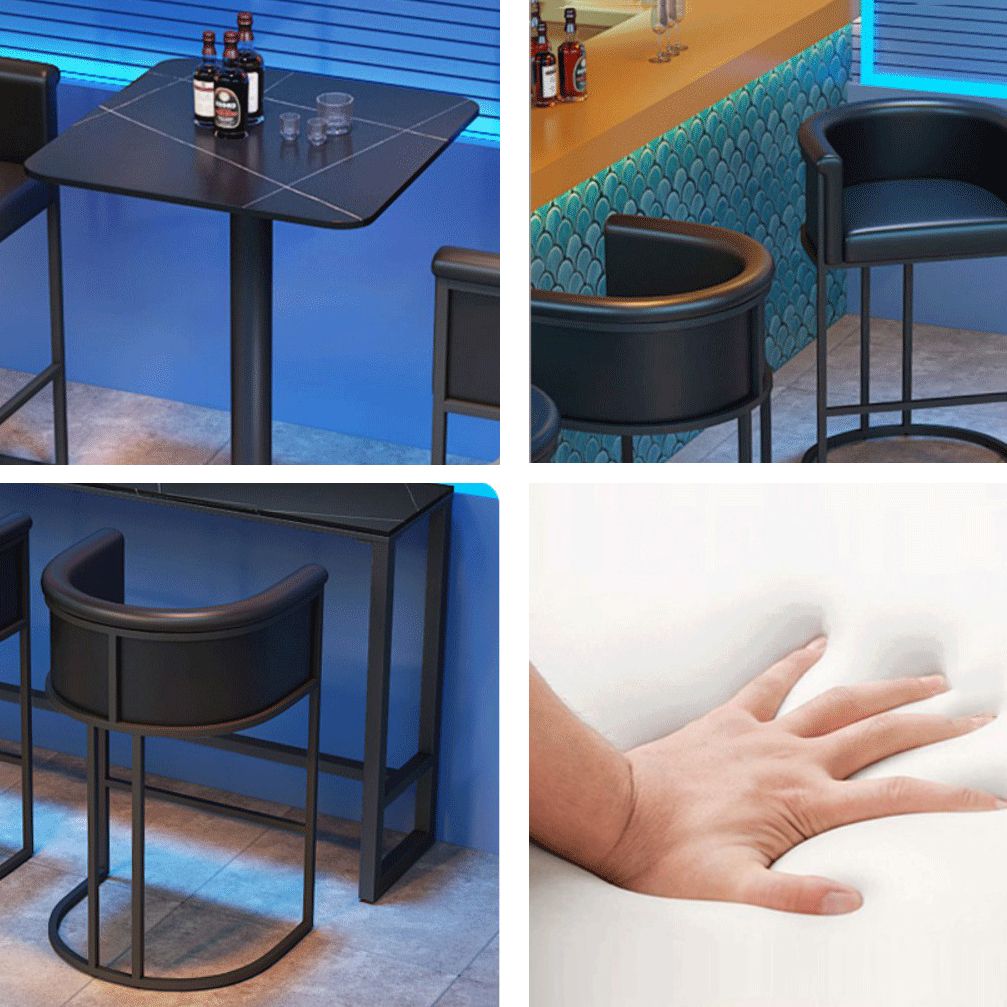 1/2/3 Pieces Industrial Black Bar Table Set Round Bistro Set with Solid Back Stools