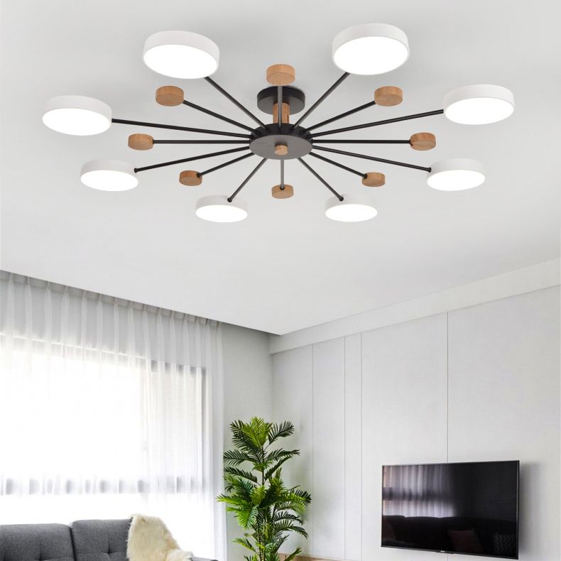 Multi Lights Metal Hanging Ceiling Light Cylindrical Modern Style Chandelier Lamp