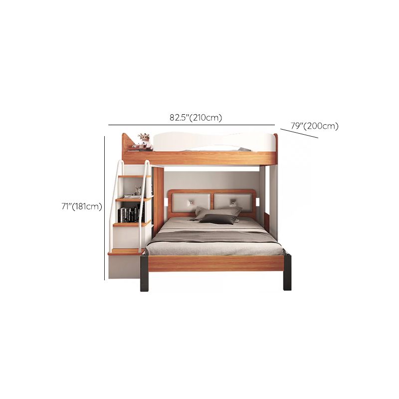 Contemporary Bunk Bed Wood Headboard with Guardrail Storage Mattress No Theme