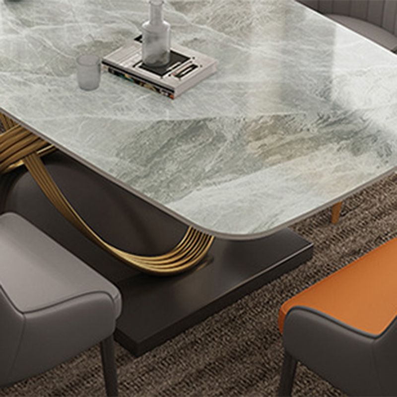 Glam Style Dinette Table Rectangle Stone Dining Room Table for Home