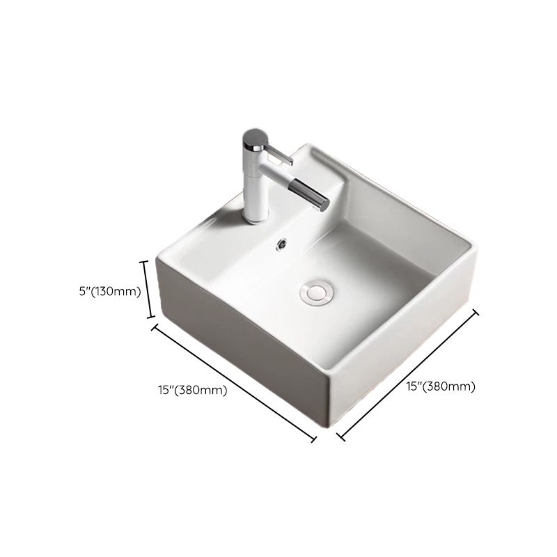 Modern Vessel Bathroom Sink Porcelain Oval with Pop-Up Drain Bathroom Sink