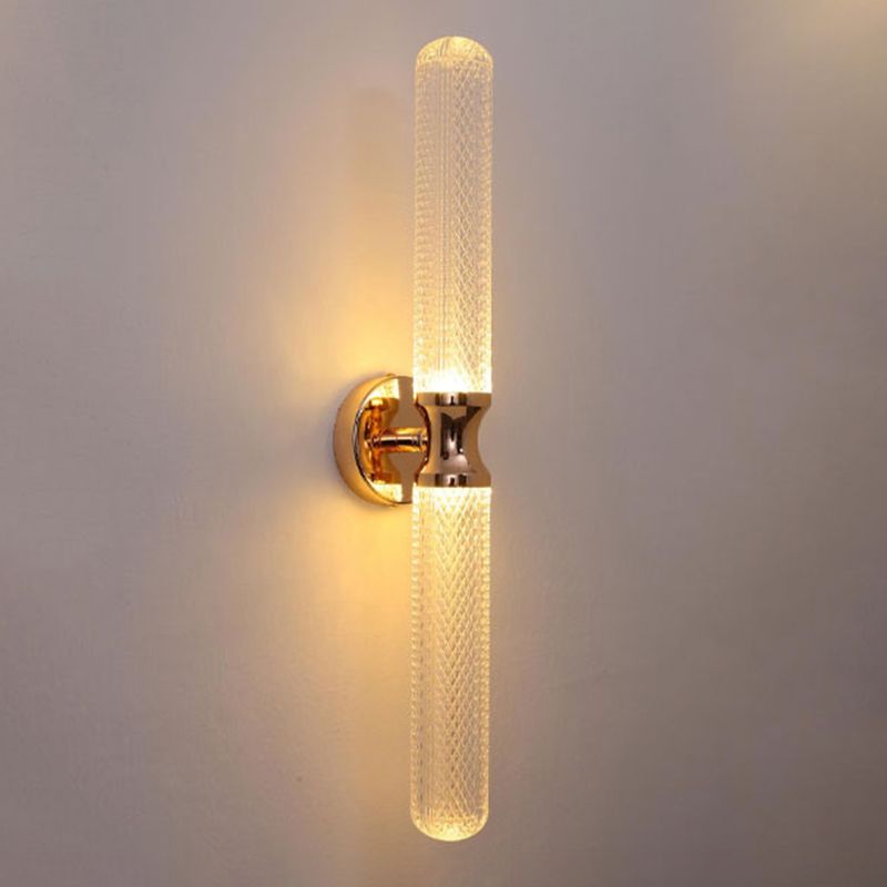 Black / Gold 1 - Light Wall Light Solid Brass and Acrylic Cylinder Wall Fixture