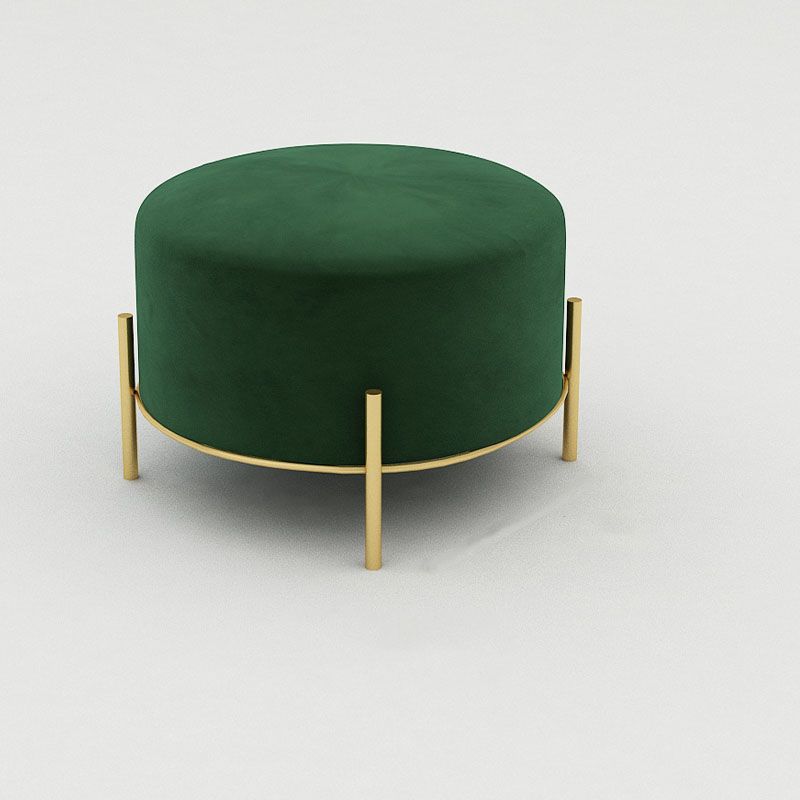 Solid Color Round Ottoman Mildew Resistant Velvet Upholstered Ottoman
