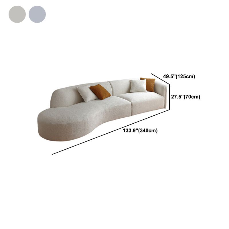 Scandinavian Curved Sofa with Chaise 49.21-In D 4-Seater Sofa