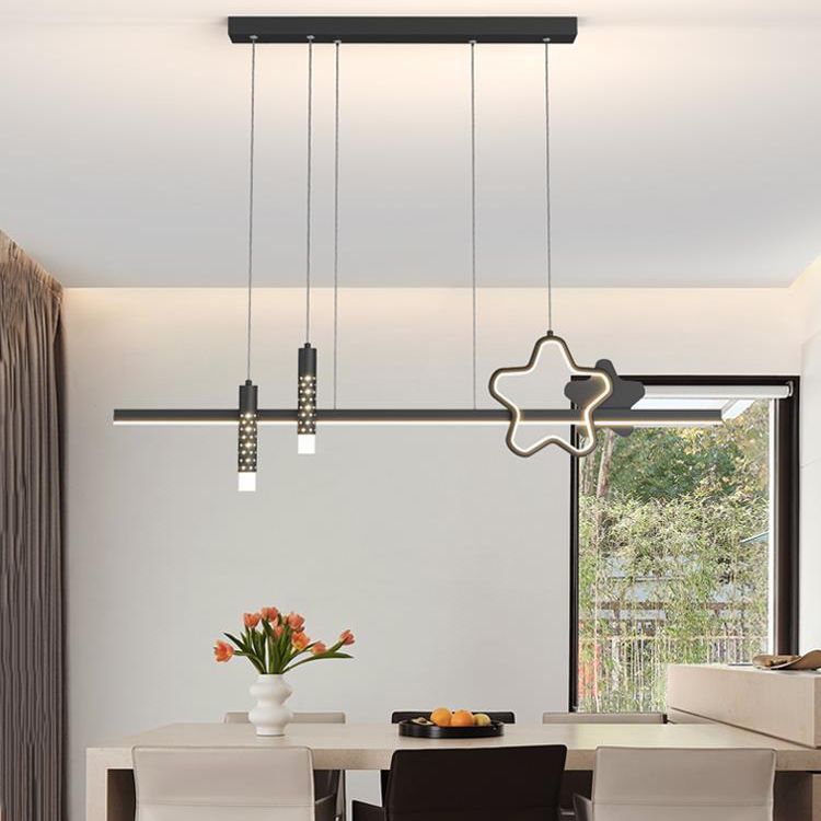 4-Light Modern Black/White Kitchen Island Lighting LED Ceiling Light for Bedroom