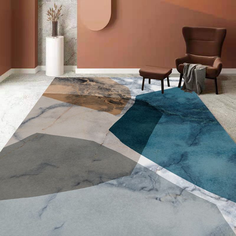Living Room Area Rug Modern Abstract Printing Rug Polyester Non-Slip Backing Carpet