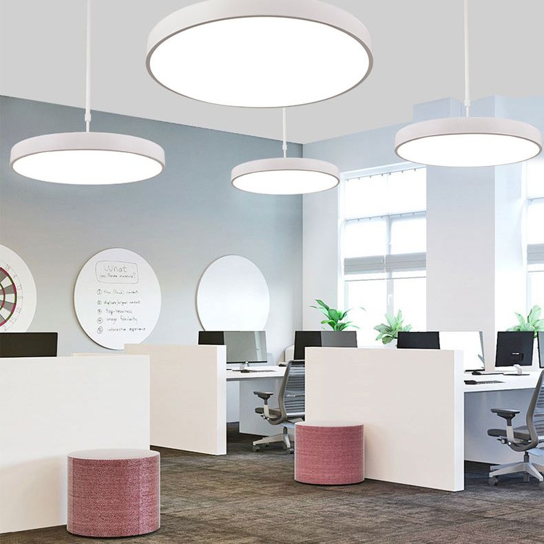 Metal Modern Simple Style Disc Shaped Led Pendant Decorative Lights for Office