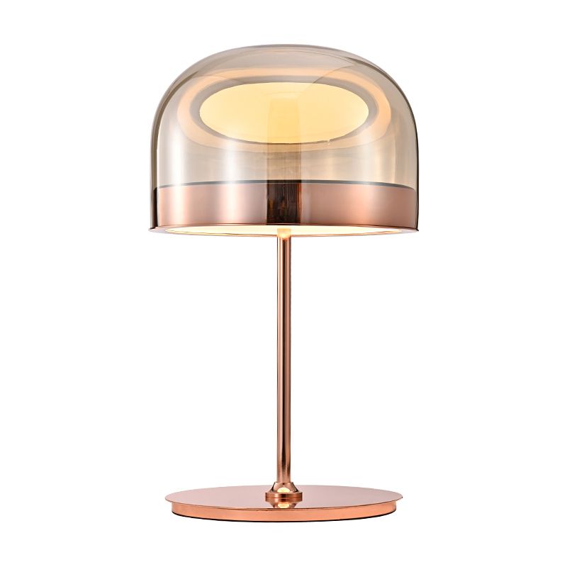 Modern Artistic LED Table Lamp Electroplate Metal Dome Table Light with Glass Shade