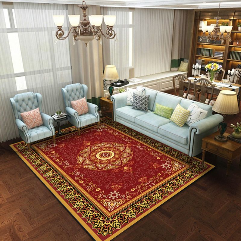 Brown Moroccan Rug Polyester Graphic Indoor Rug Non-Slip Backing Rug for Living Room
