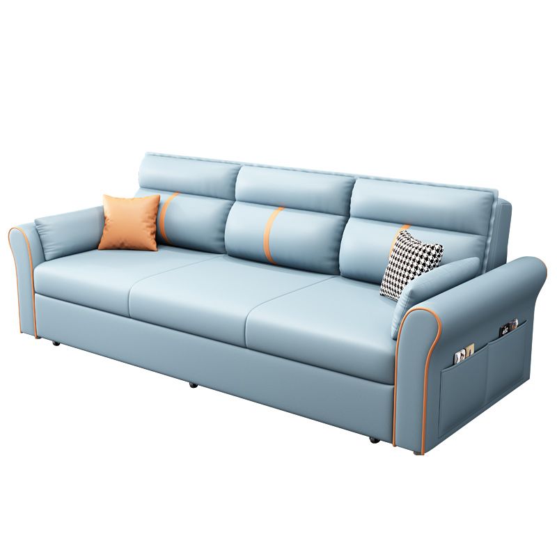 Contemporary Futon Sleeper Sofa Flared Arms Futon and Mattress