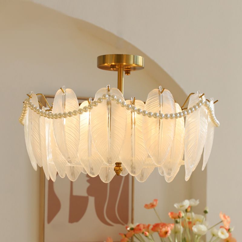 Faire de plumes lampe de plafond support de fer moderne monte à chasse à lampe à lampe en verre pour balcon