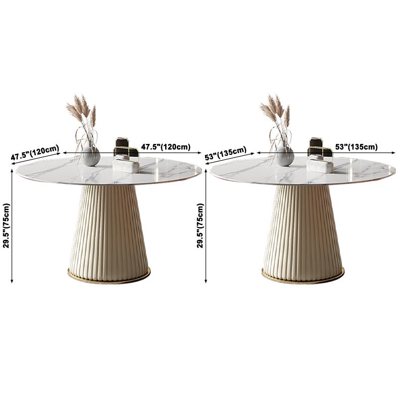 Metal Contemporary Round Dining Table Marble Top Table for Dining Room