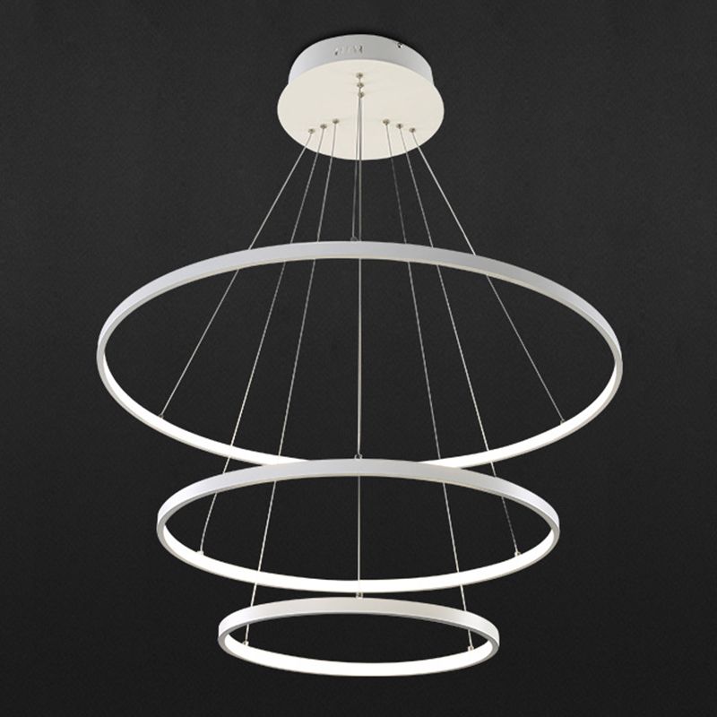 Accoglienza a sospensione ad anello bianco Fladeler a led in metallo in stile semplice per soggiorno