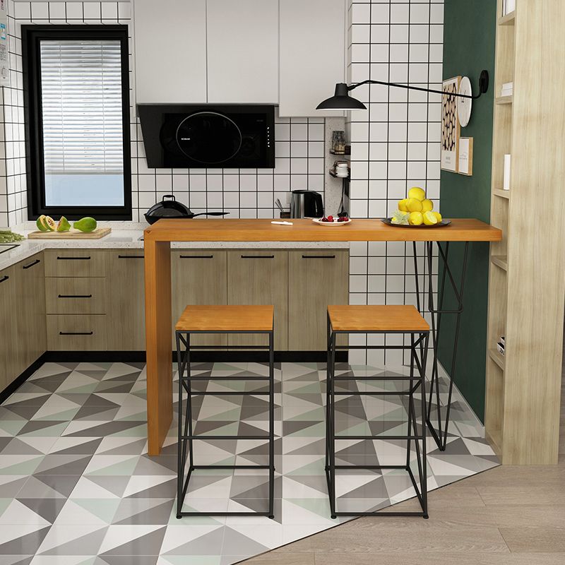 Industrial Rectangle Bistro Bar Desk Pine Solid Wood Bar Dining Table for Indoor