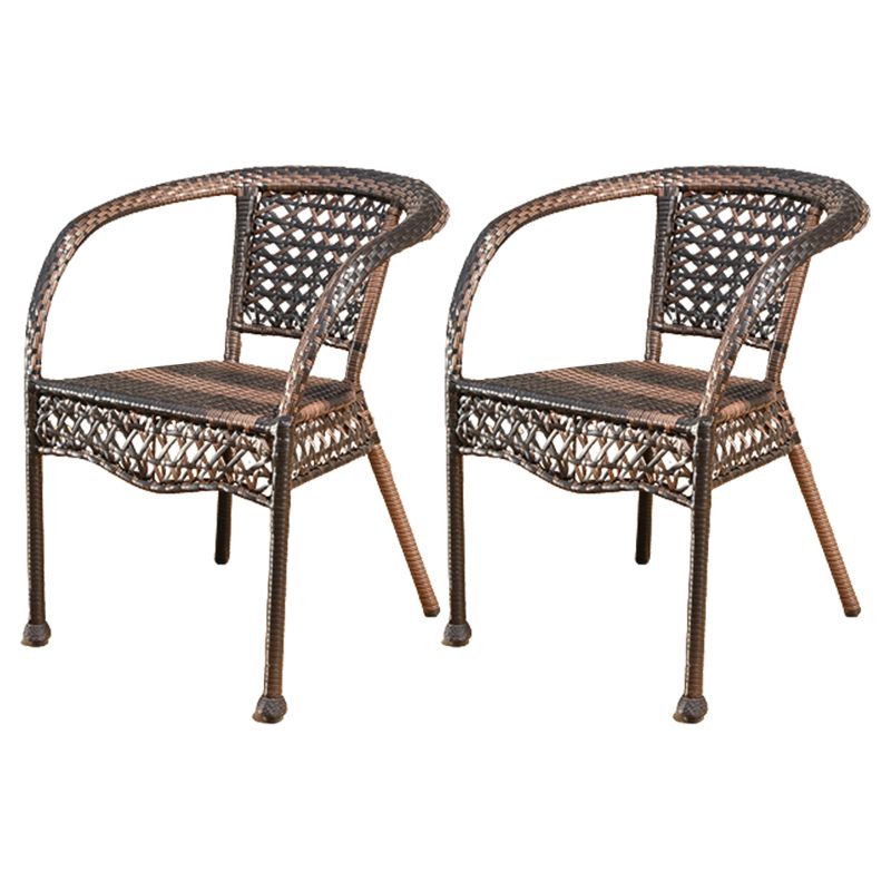 21" Wide Tropical Dining Side Chair Rattan Brown Outdoor Chair