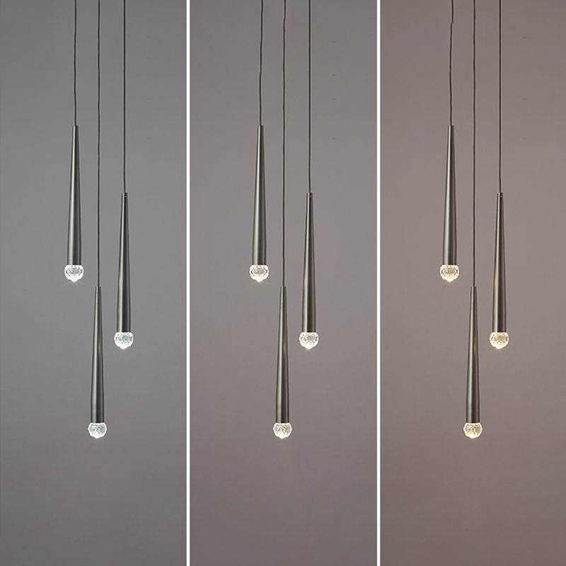 Lámpara de suspensión de techo cónico de estilo de cristal de estilo moderno